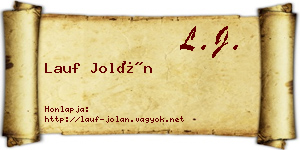 Lauf Jolán névjegykártya